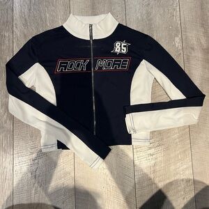 SHEIN Navy and White Zip-Up Jacket